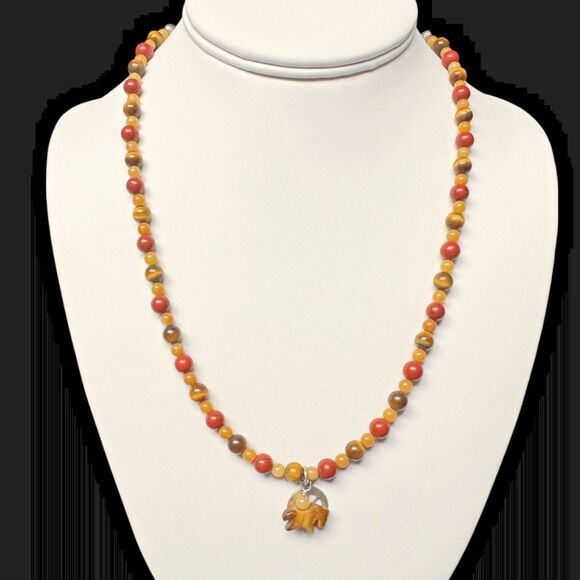 CAROLYN POLLACK STERLING SILVER TIGERS EYE BEADED WAGON WHEEL NECKLACE  16" -20" - Picture 9 of 16